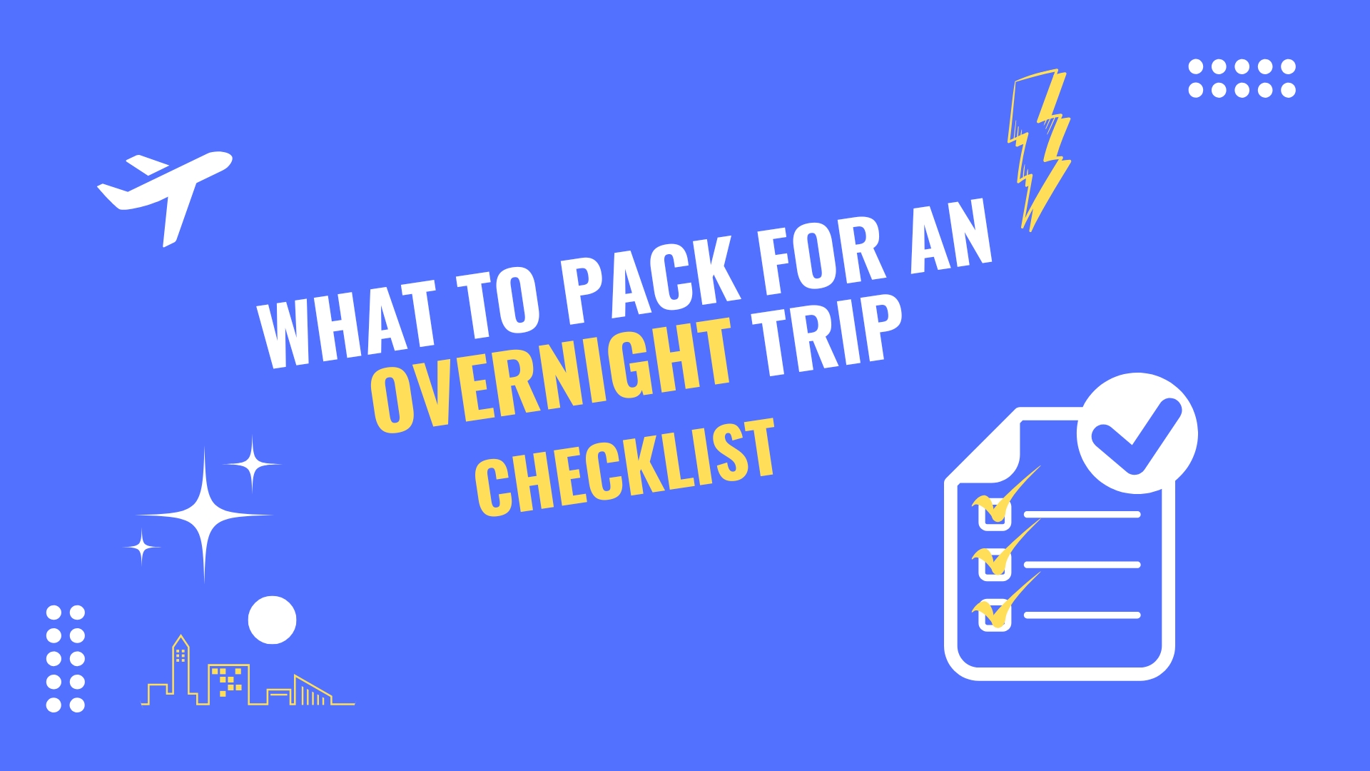 Essential travel items laid out for an overnight trip, featuring a compact travel bag, toiletries, clothing, and accessories for a hassle-free trip checklist